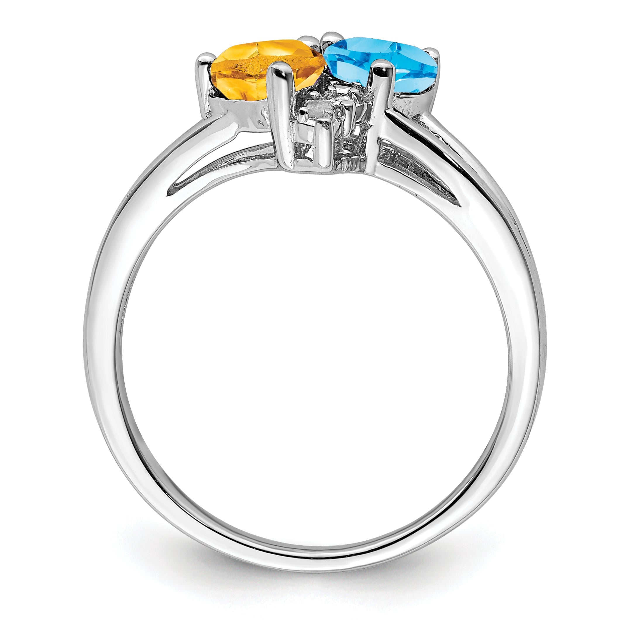 Sterlingsilber Rhodium Blautopas & Citrin Diamant Ring