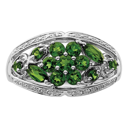 Sterlingsilber Rhodium Chrome Diopside Ring