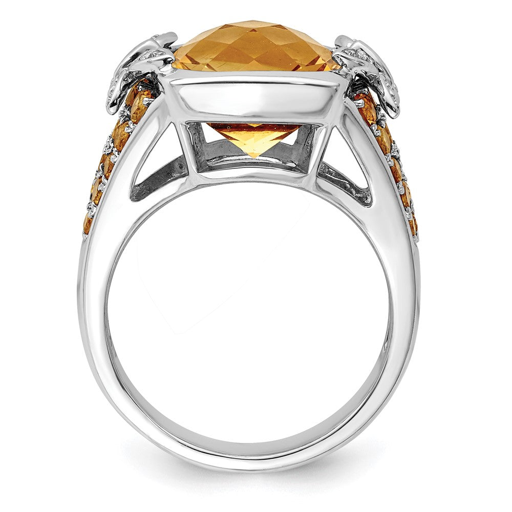 Sterlingsilber Rhodium Diamant und Citrin Ring