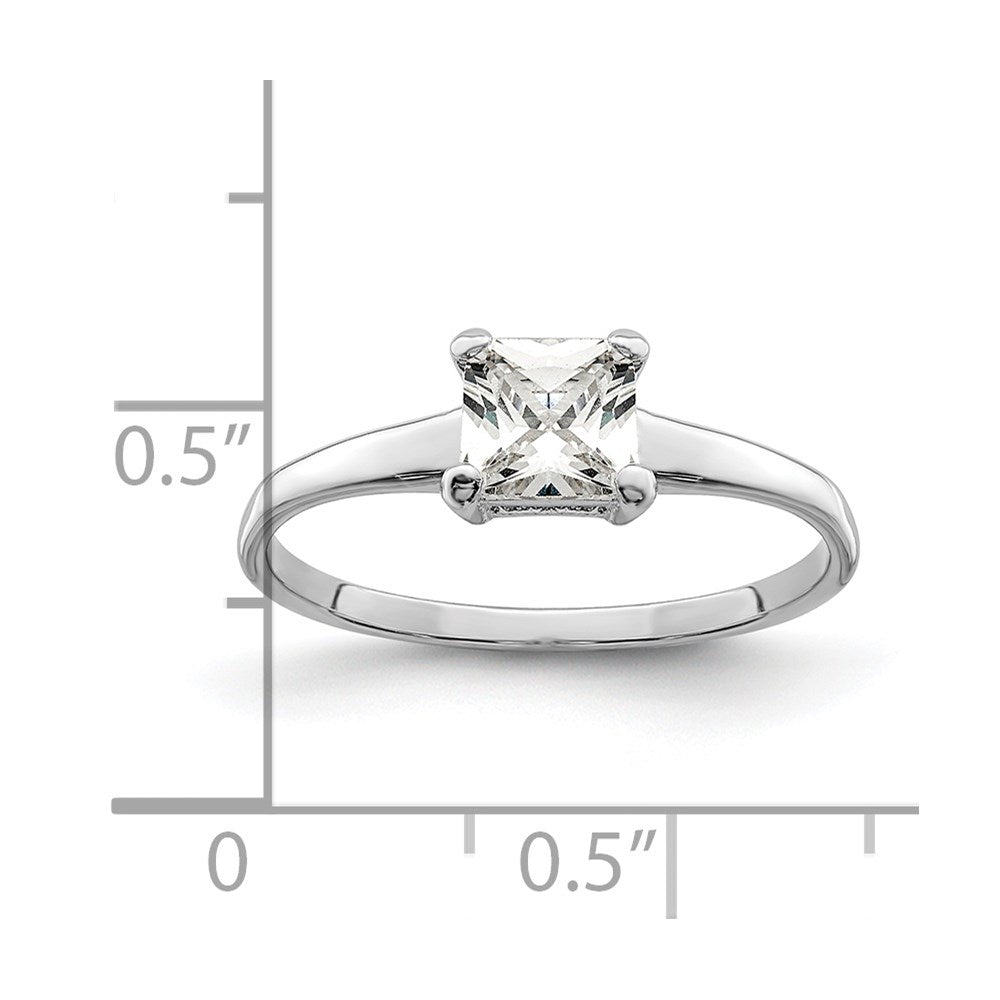 Sterlingsilber Rhodiniert Solitär Princess Zirkonia Ring