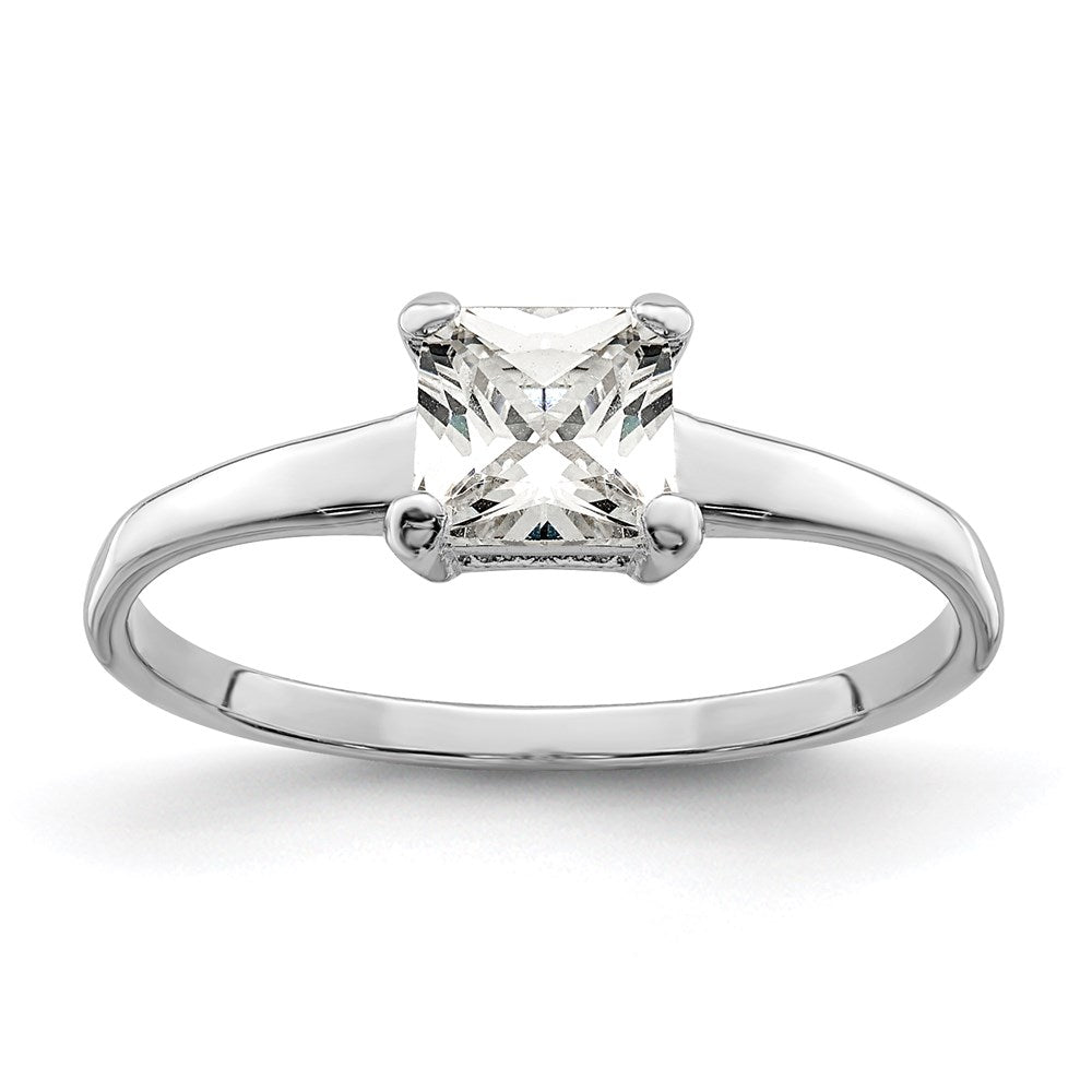 Sterlingsilber Rhodiniert Solitär Princess Zirkonia Ring