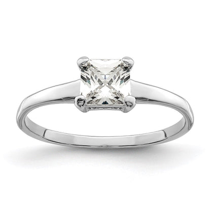 Sterlingsilber Rhodiniert Solitär Princess Zirkonia Ring