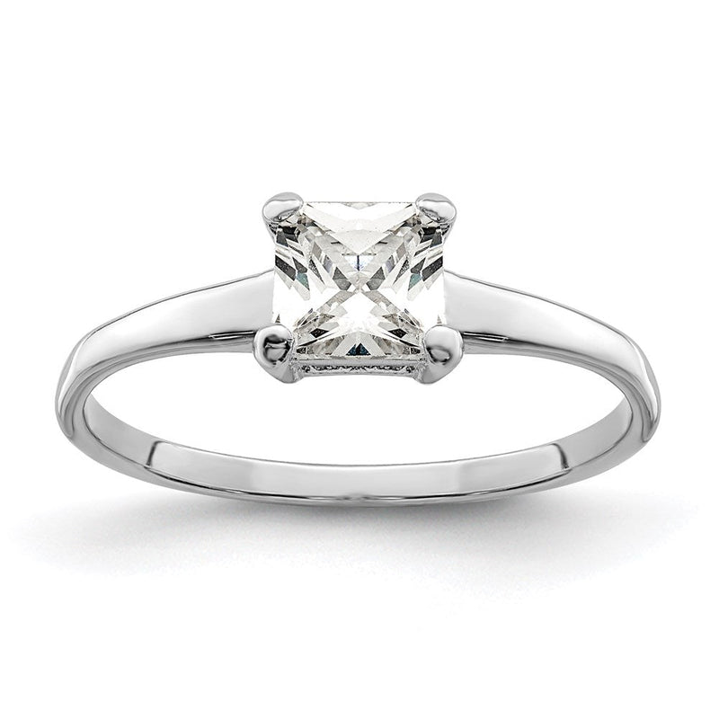 Sterlingsilber Rhodiniert Solitär Princess Zirkonia Ring