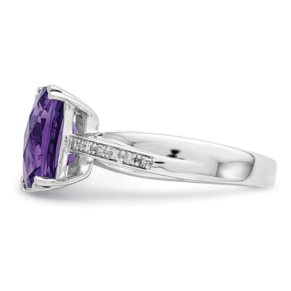 Sterlingsilber Rhodiniert Diamant und Amethyst Ring (size 9 Nur)