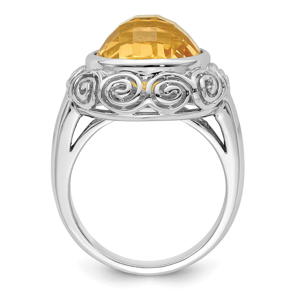Sterlingsilber Rhodium Citrin Ring (size 7 Nur)