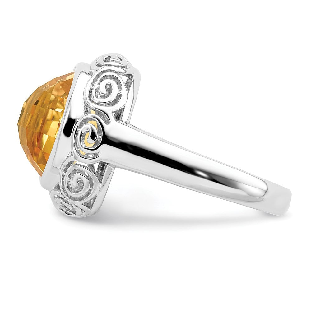 Sterlingsilber Rhodium Citrin Ring (size 7 Nur)