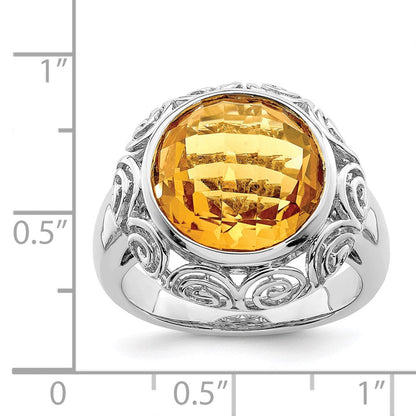 Sterlingsilber Rhodium Citrin Ring (size 7 Nur)