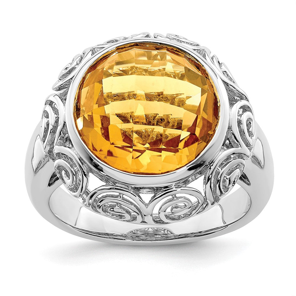 Sterlingsilber Rhodium Citrin Ring (size 7 Nur)