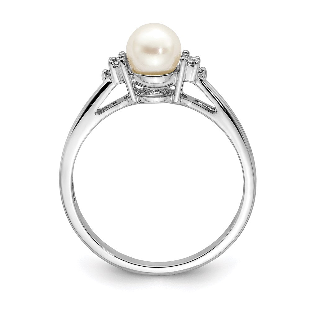 Sterlingsilber Rhodiniert Diamant und Fw Zuchtperle Ring
