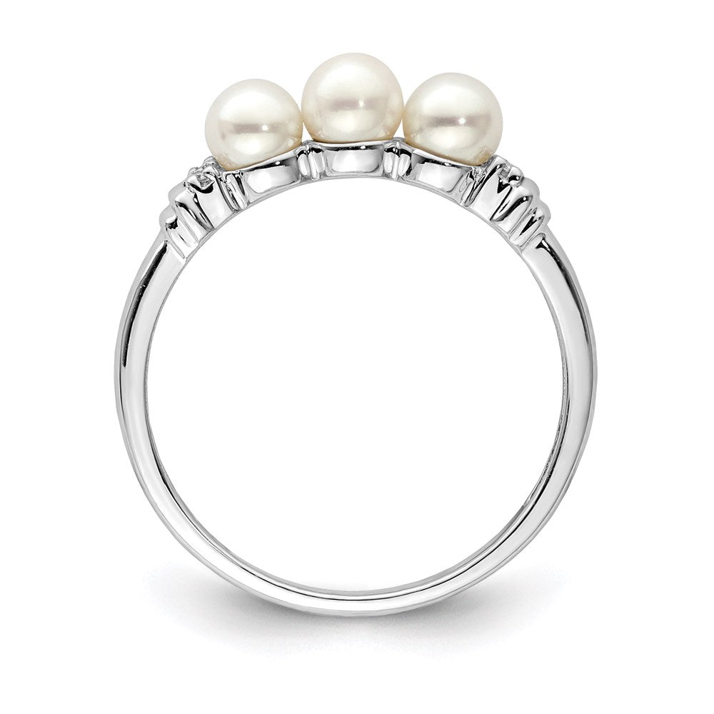 Sterlingsilber Rhodiniert Diamant und Fw Zuchtperle Ring