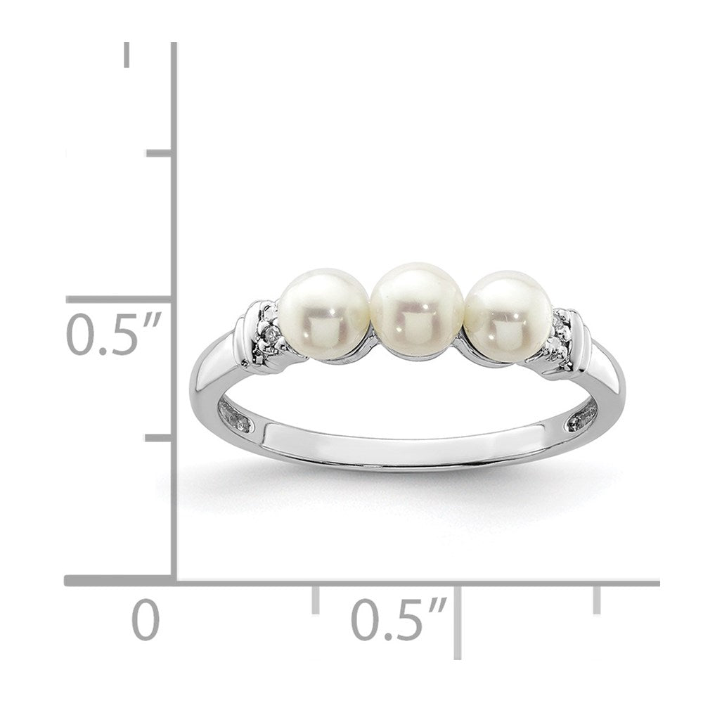 Sterlingsilber Rhodiniert Diamant und Fw Zuchtperle Ring