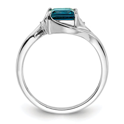 Sterlingsilber Rhodiniert Diamant & London Blautopas Ring