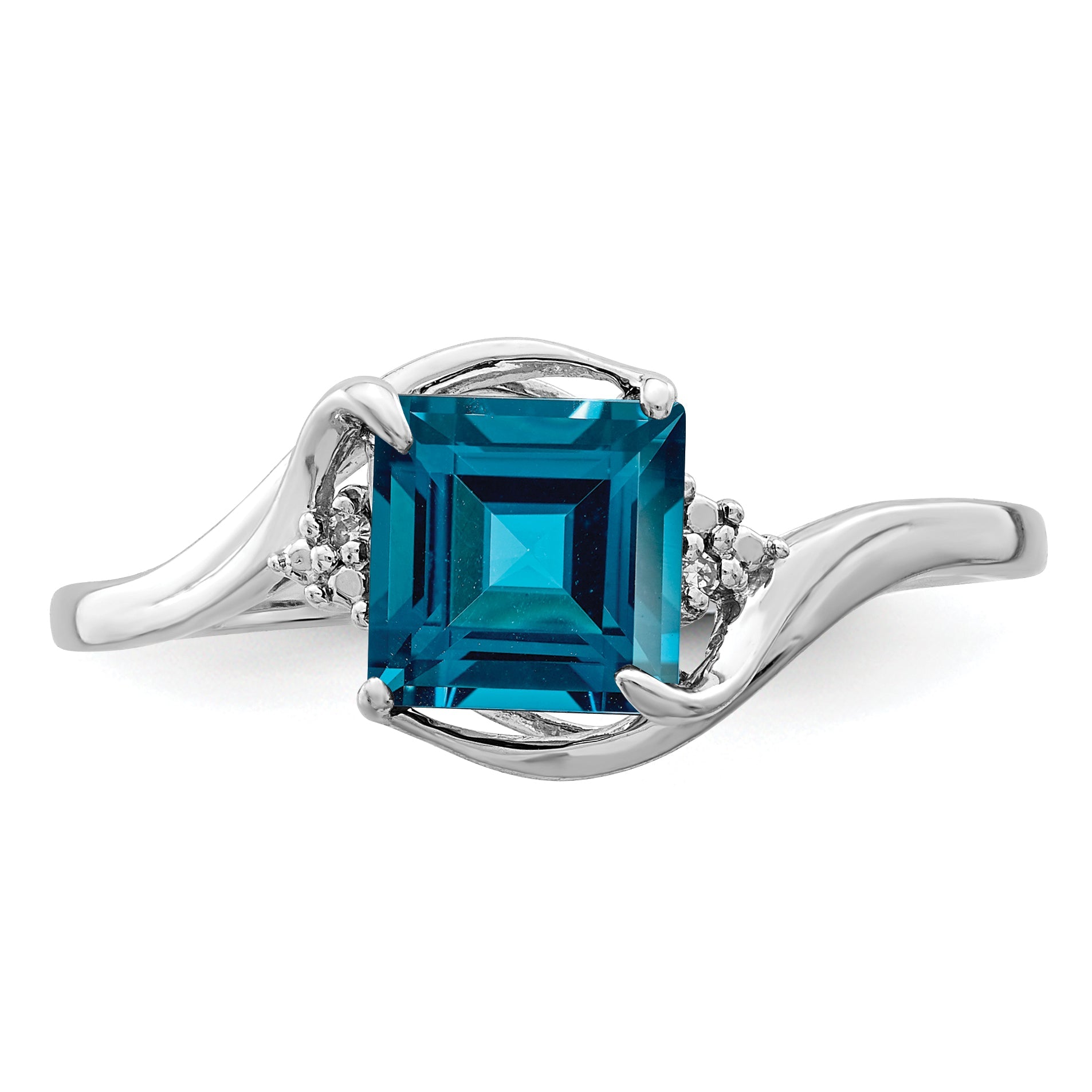 Sterlingsilber Rhodiniert Diamant & London Blautopas Ring