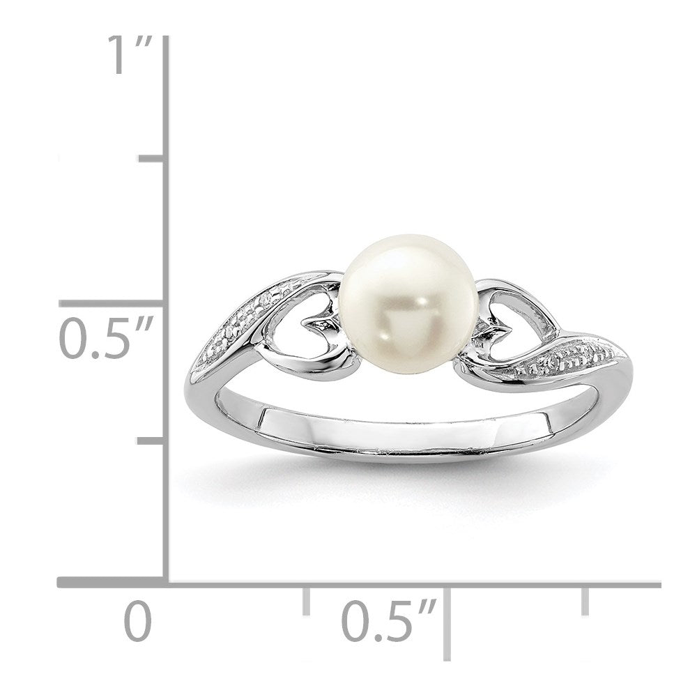 Sterlingsilber Rhodiniert Diamant und Fw Zuchtperle Ring