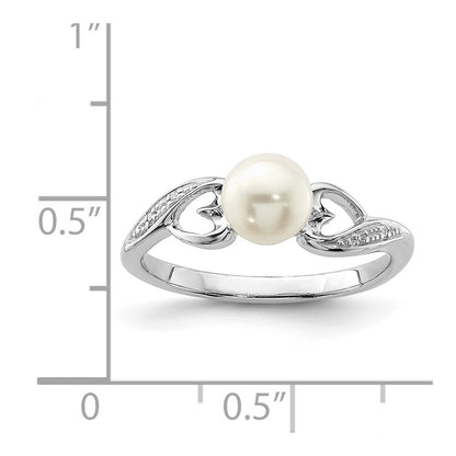 Sterlingsilber Rhodiniert Diamant und Fw Zuchtperle Ring