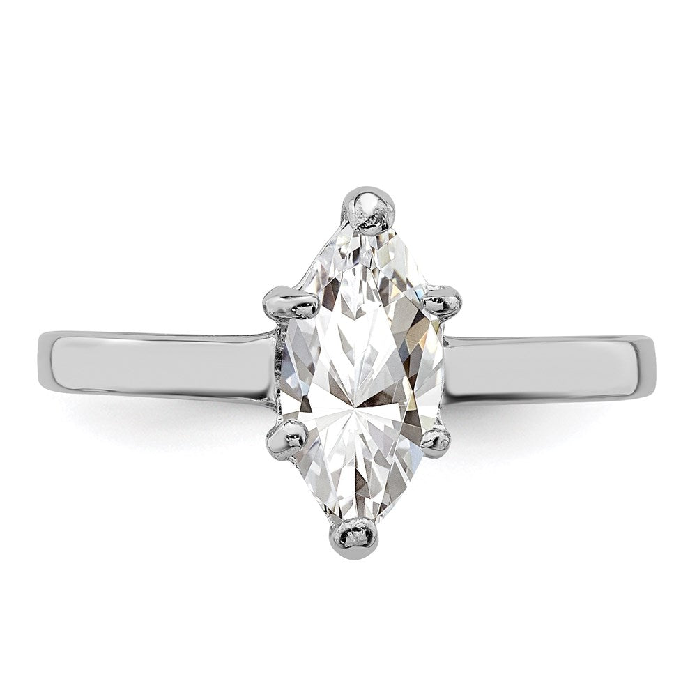Sterlingsilber Rhodiniert Solitär Marquise Zirkonia Ring