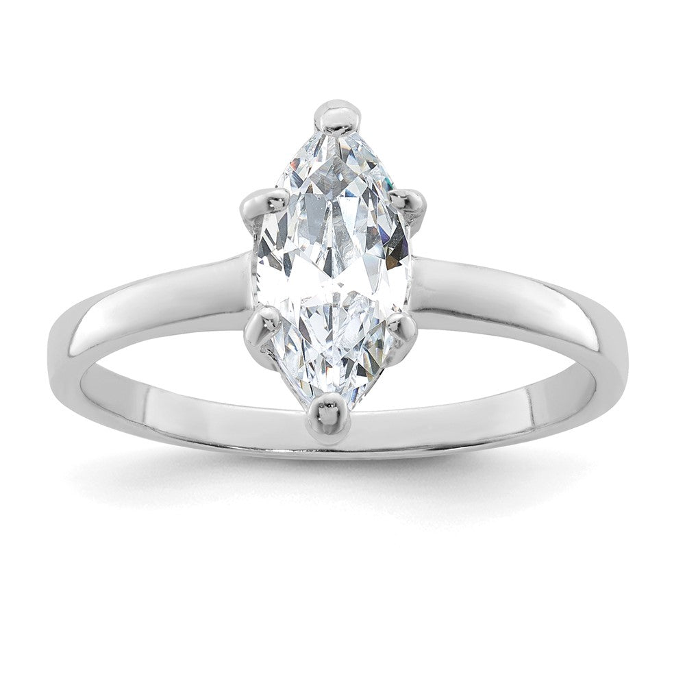 Sterlingsilber Rhodiniert Solitär Marquise Zirkonia Ring