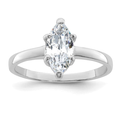 Sterlingsilber Rhodiniert Solitär Marquise Zirkonia Ring