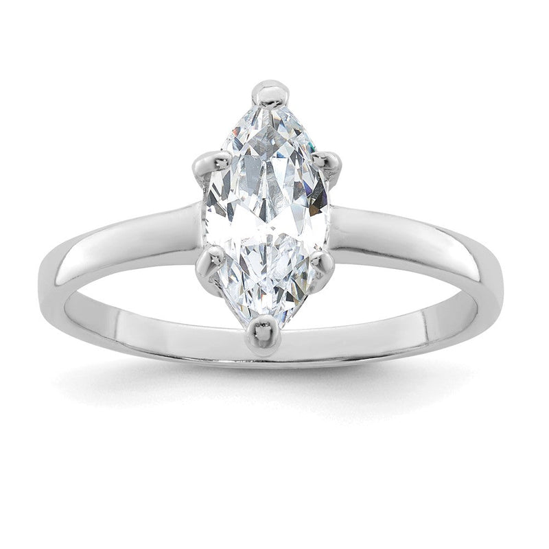Sterlingsilber Rhodiniert Solitär Marquise Zirkonia Ring