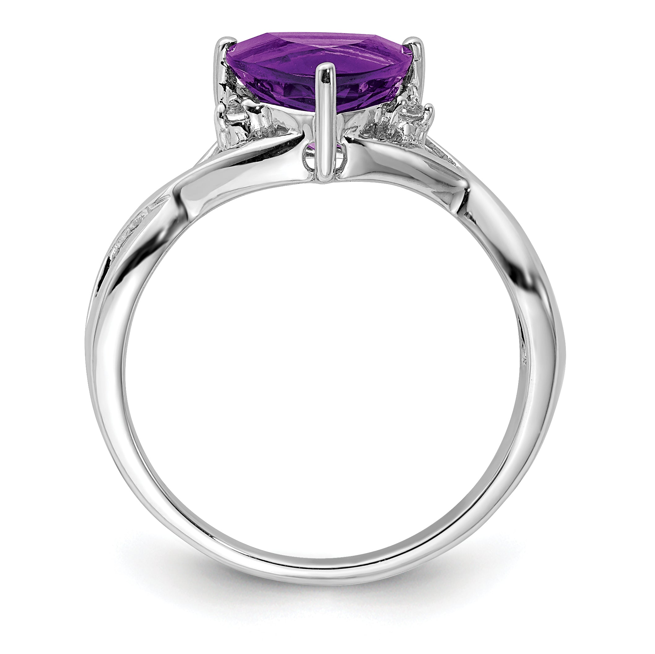 Sterlingsilber Rhodiniert Amethyst Weiß Topas Trillant Ring