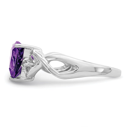 Sterlingsilber Rhodiniert Amethyst Weiß Topas Trillant Ring