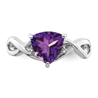 Sterlingsilber Rhodiniert Amethyst Weiß Topas Trillant Ring