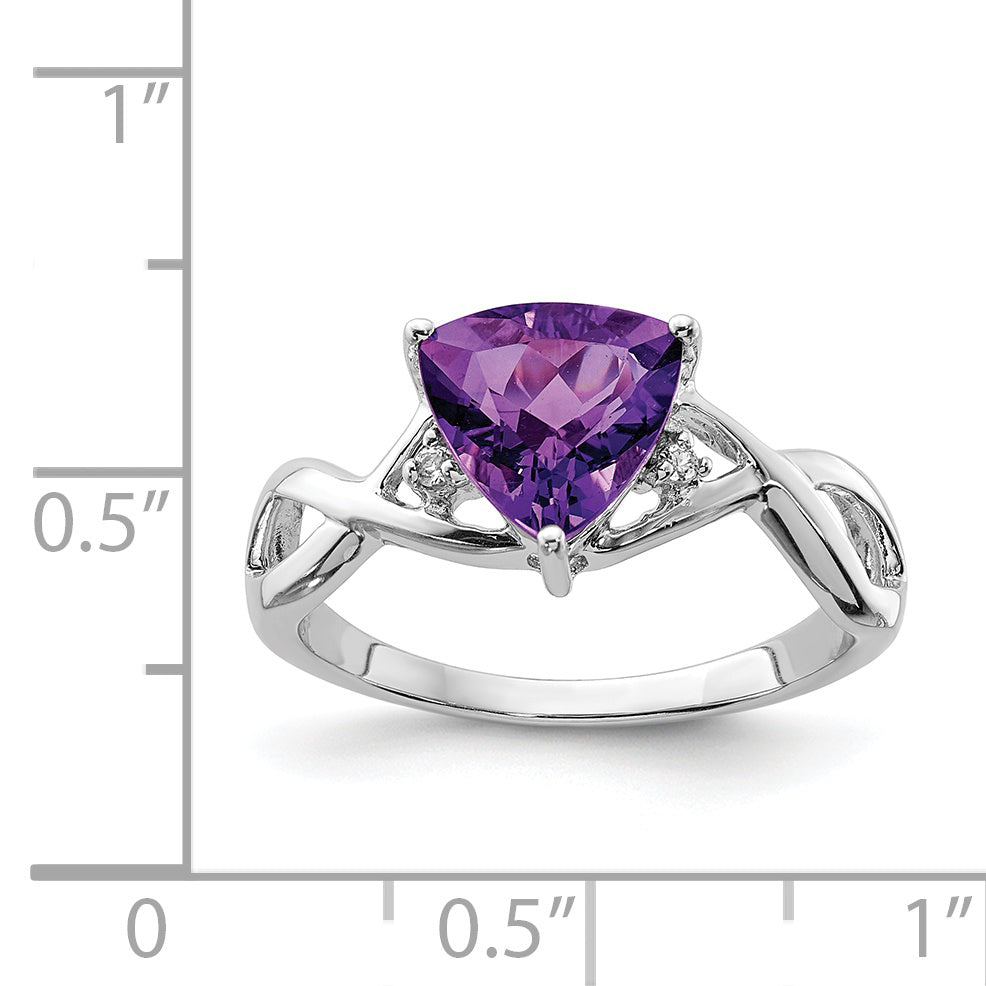 Sterlingsilber Rhodiniert Amethyst Weiß Topas Trillant Ring