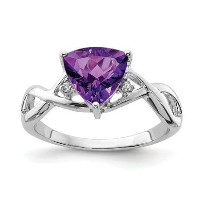 Sterlingsilber Rhodiniert Amethyst Weiß Topas Trillant Ring