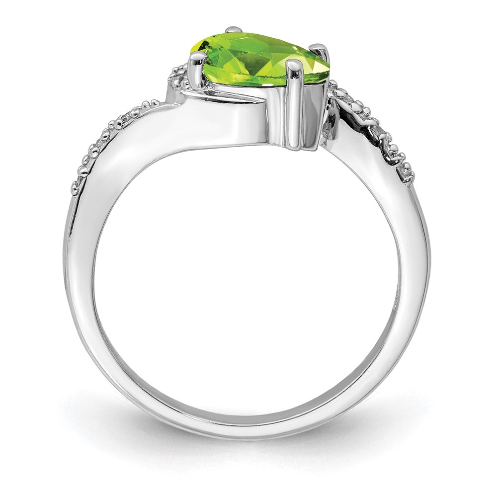 Sterlingsilber Rhodiniert Diamant und Peridot Oval Ring