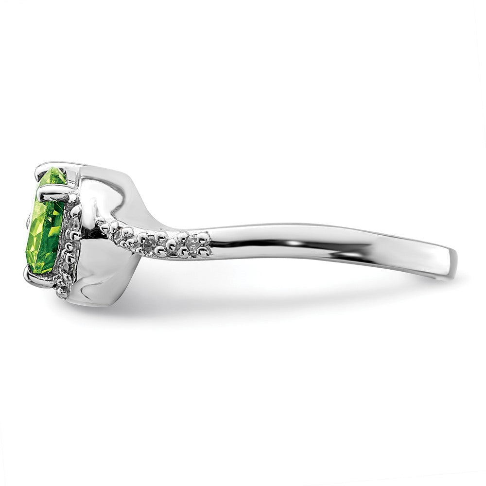 Sterlingsilber Rhodiniert Diamant und Peridot Oval Ring