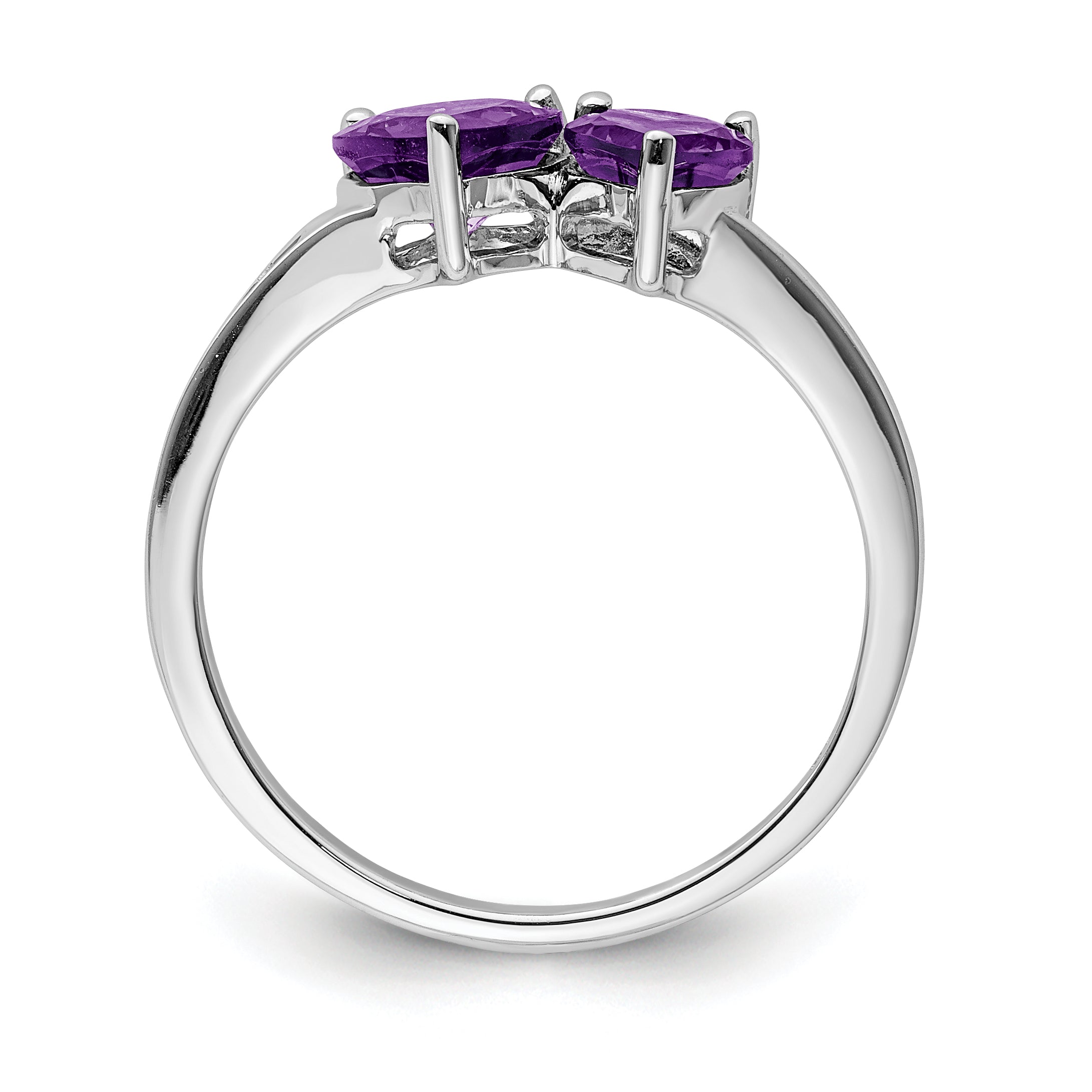 Sterlingsilber Rhodiniert Diamant und Amethyst Herz Ring