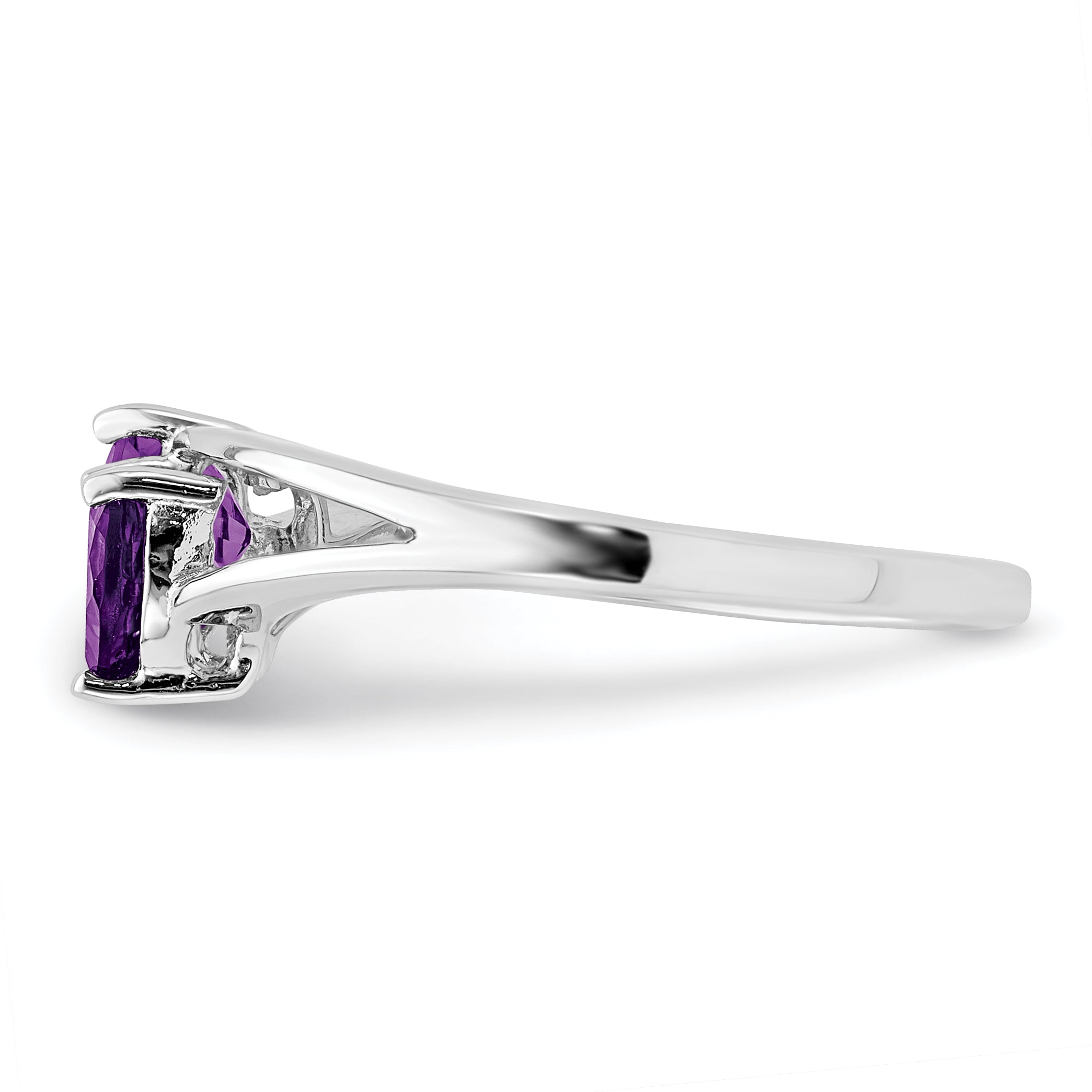 Sterlingsilber Rhodiniert Diamant und Amethyst Herz Ring