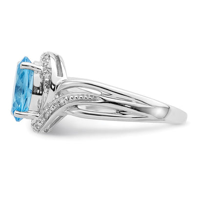 Sterlingsilber Rhodiniert Diamant. und Licht Schweizer Bt Oval Ring