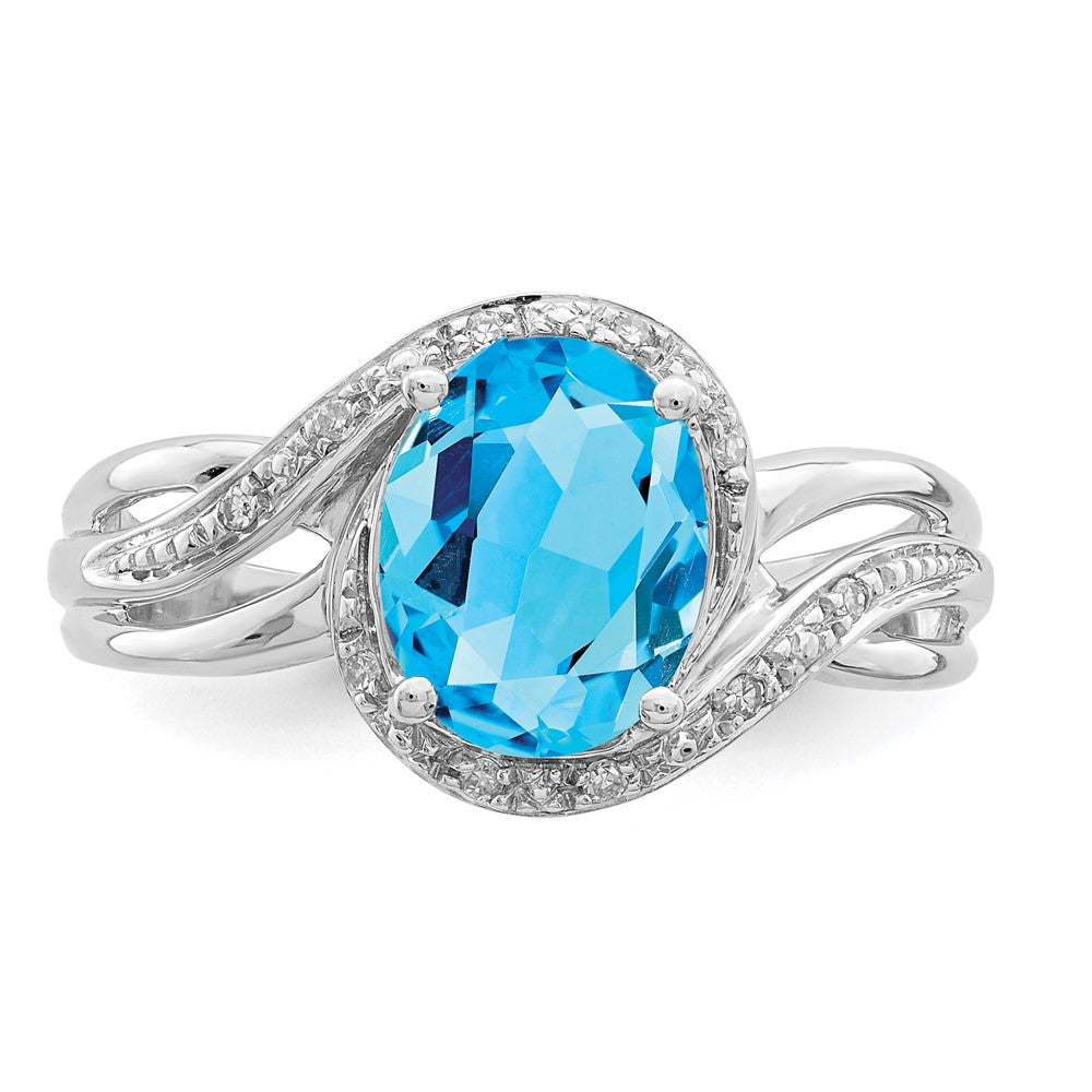 Sterlingsilber Rhodiniert Diamant. und Licht Schweizer Bt Oval Ring