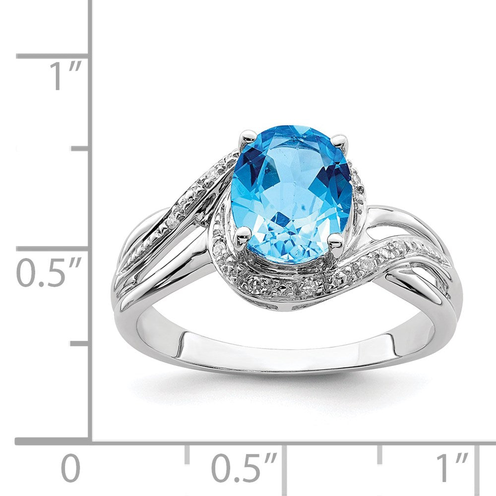 Sterlingsilber Rhodiniert Diamant. und Licht Schweizer Bt Oval Ring