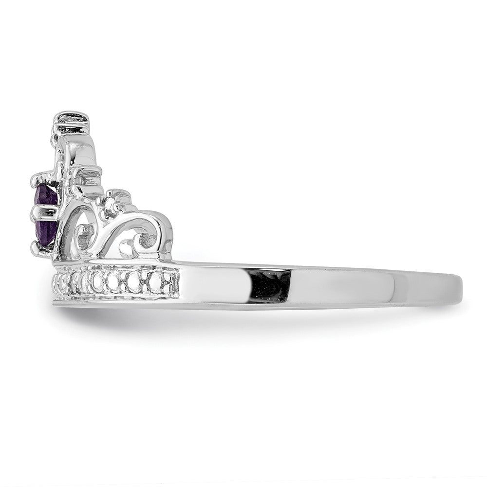 Sterlingsilber Rhodiniert Diamant und Amethyst Ring