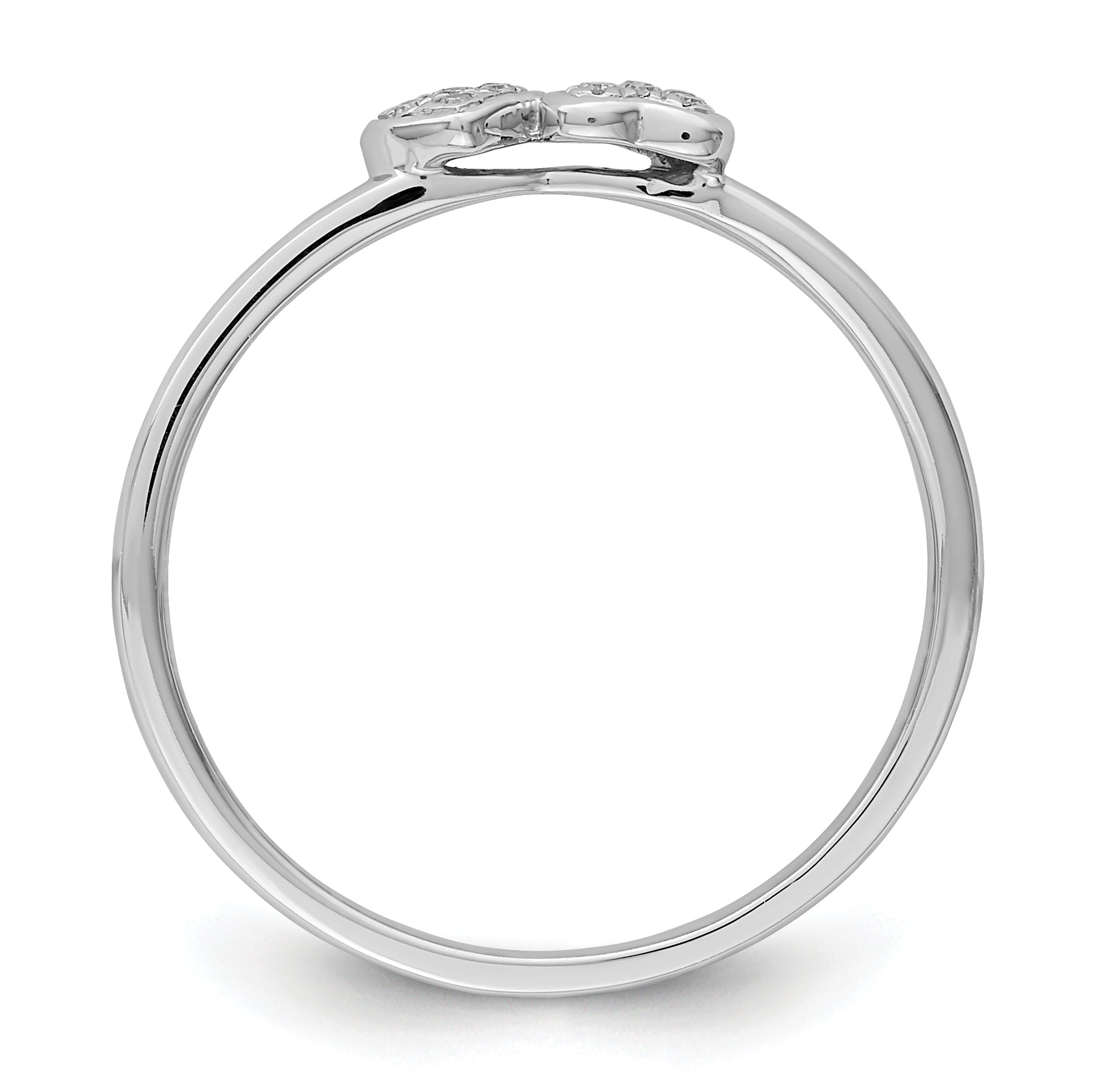 Sterlingsilber Rhodiniert Diamant Doppelt Herz Stapelbar Ring