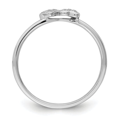 Sterlingsilber Rhodiniert Diamant Doppelt Herz Stapelbar Ring