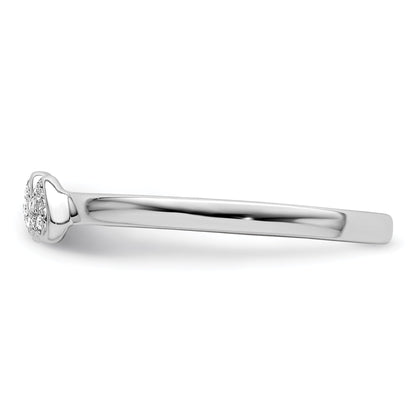 Sterlingsilber Rhodiniert Diamant Doppelt Herz Stapelbar Ring