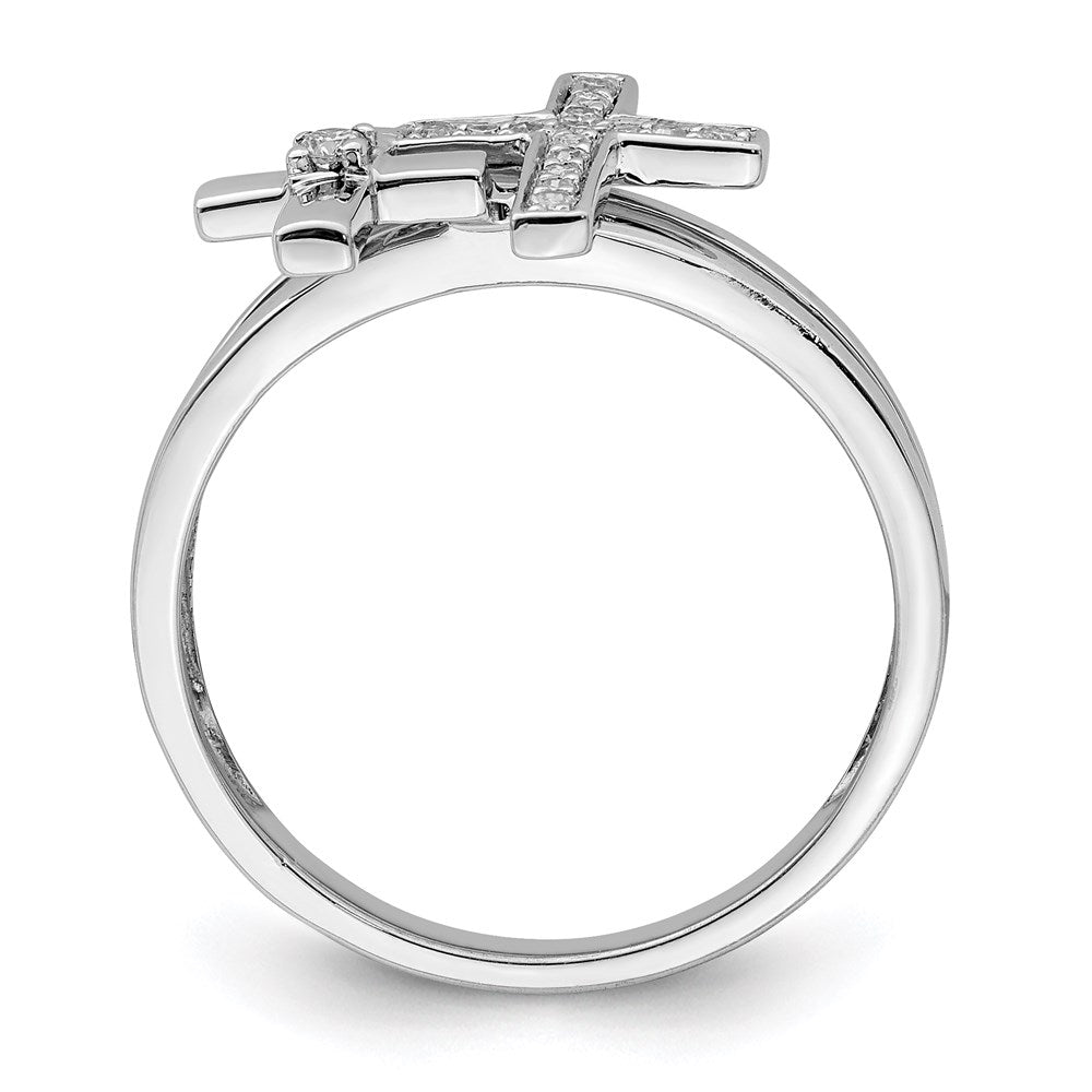 Sterlingsilber Rhodiniert Diamant Crosses Ring