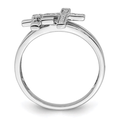 Sterlingsilber Rhodiniert Diamant Crosses Ring