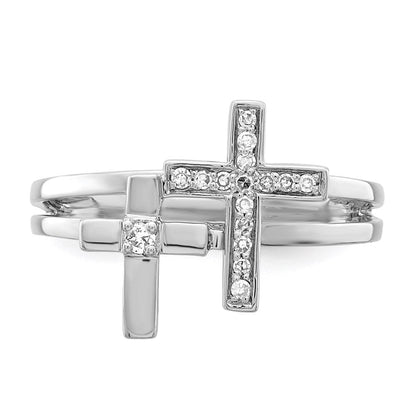Sterlingsilber Rhodiniert Diamant Crosses Ring