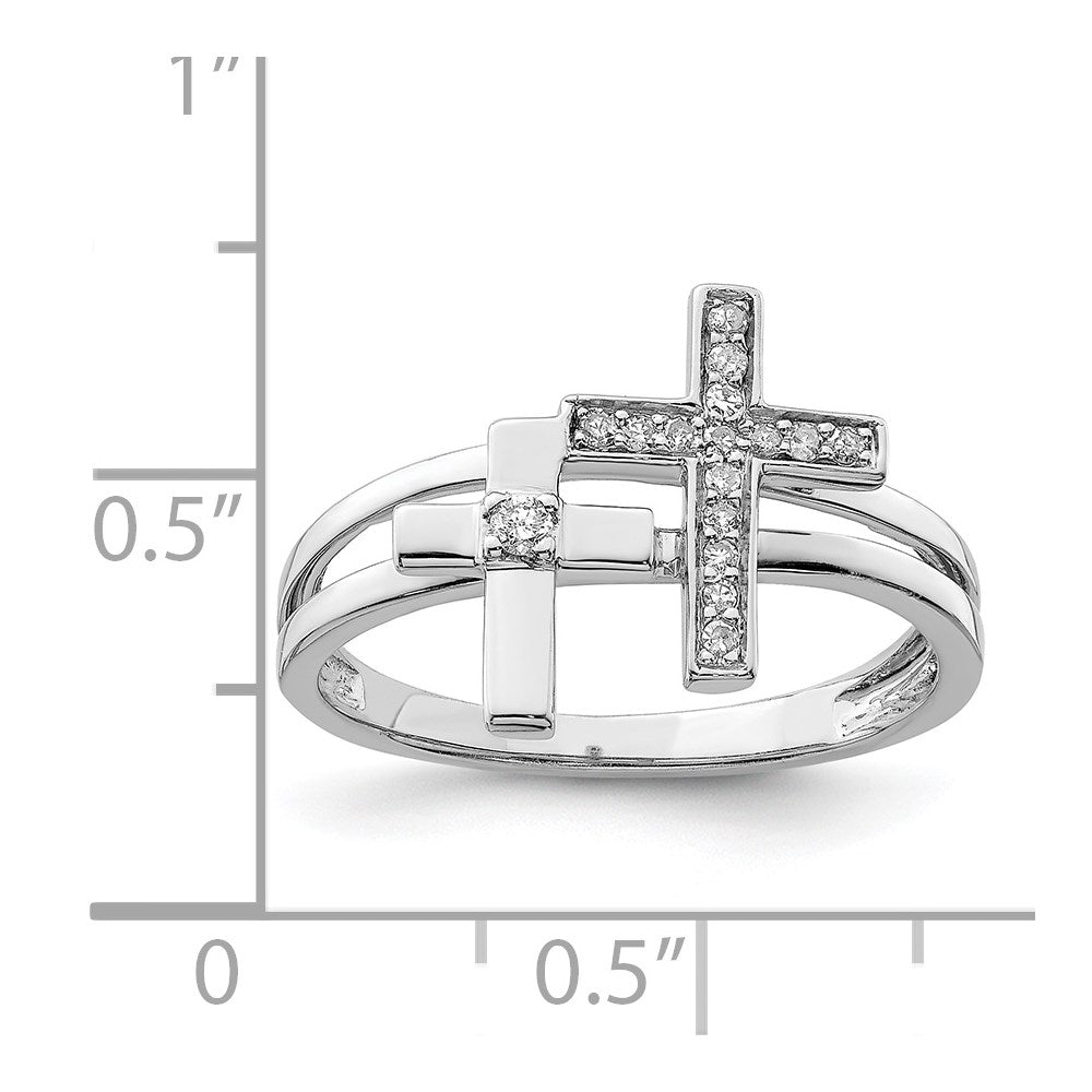 Sterlingsilber Rhodiniert Diamant Crosses Ring