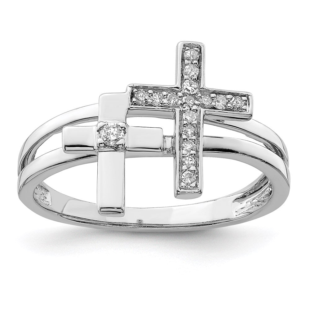 Sterlingsilber Rhodiniert Diamant Crosses Ring