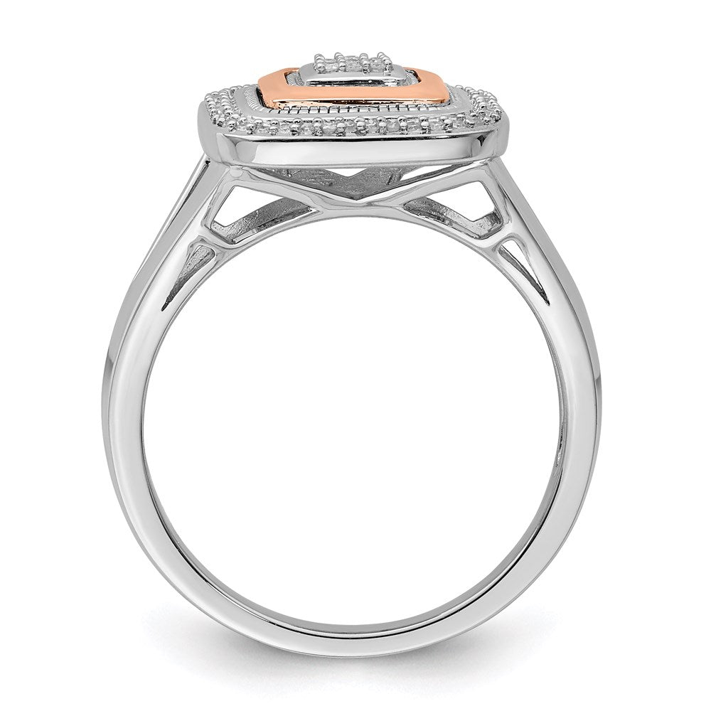 Sterlingsilber Rhodium & 14K Roségold Ring (size 7 Nur)