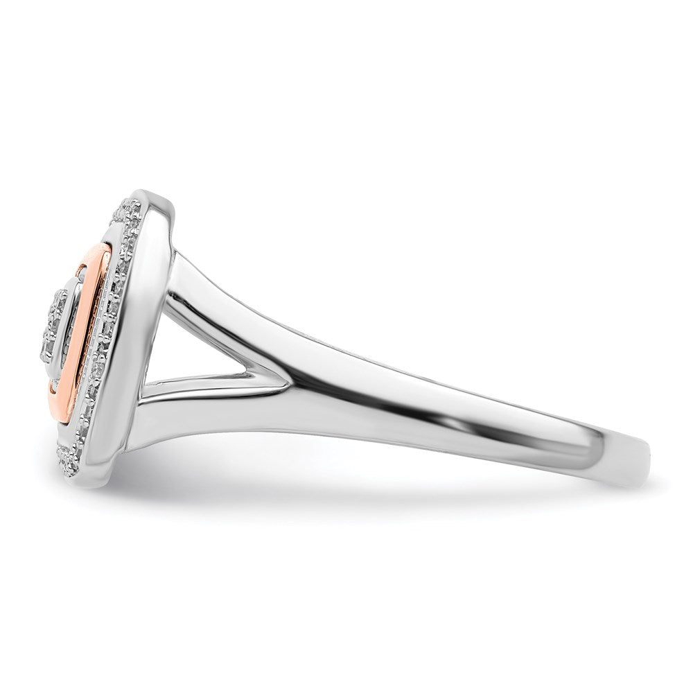 Sterlingsilber Rhodium & 14K Roségold Ring (size 7 Nur)