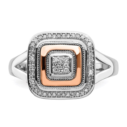 Sterlingsilber Rhodium & 14K Roségold Ring (size 7 Nur)
