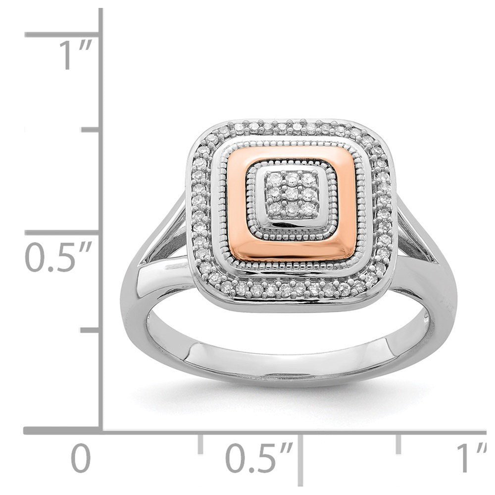 Sterlingsilber Rhodium & 14K Roségold Ring (size 7 Nur)