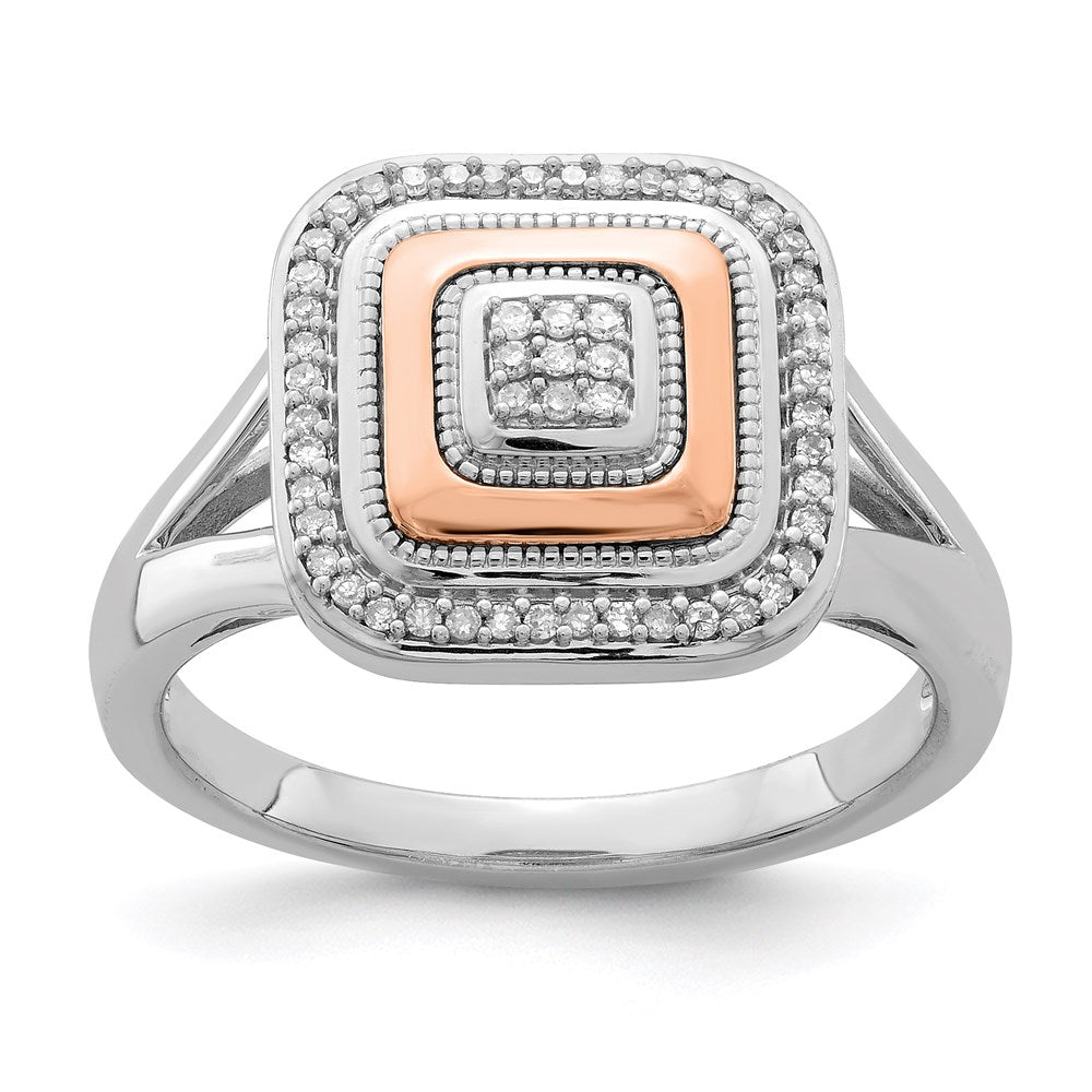 Sterlingsilber Rhodium & 14K Roségold Ring (size 7 Nur)