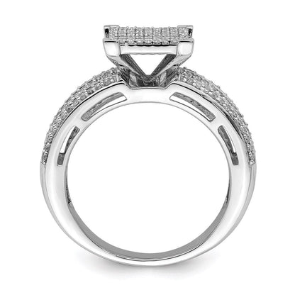 Sterlingsilber Rhodiniert Diamant Quadratisch Ring (size 8 Nur)